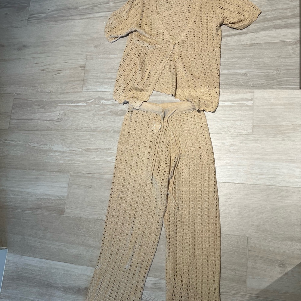 Tan Knit Jumpsuit